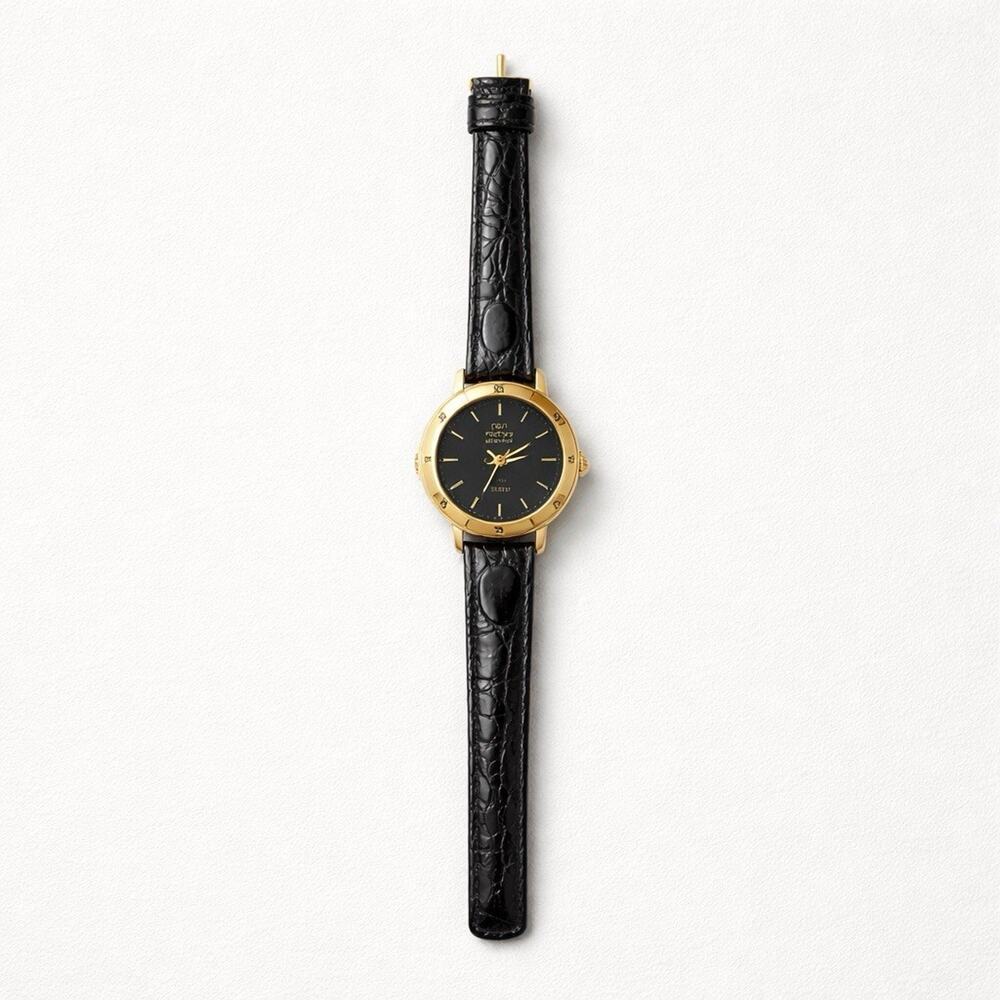 Gucci Diamond 3000L Gold PL Black Leather women watch Vintage - Picture 5 of 16